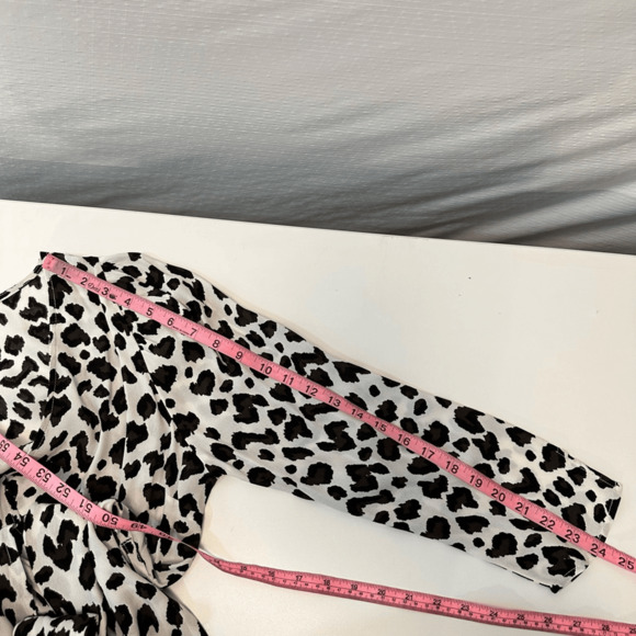 Cleobella Miles Midi Wrap Dress Size M Leopard Print White Black Long Sleeve - Picture 9 of 15